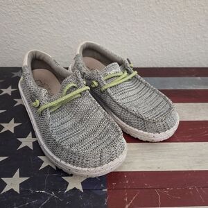 Hey Dude Gray Kids Shoes with Green Accents